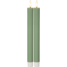 Antikljus Flamme Stripe Grön LED 25cm 2-pack