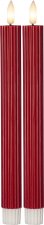 Antikljus Flamme Stripe Röd LED 25cm 2-pack