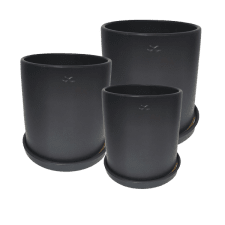 Kruka Matt Svart med Fat