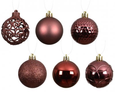 Julkula 6cm Mix Vinrödbrun 37-pack Maroon
