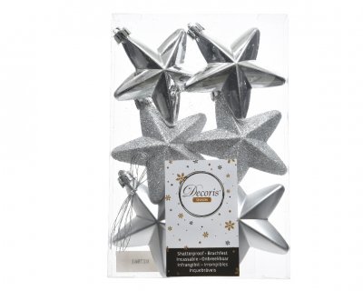 Stjärna 2x7,5cm Silver 6-pack