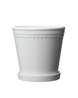 Kruka Astrid med fat Vit 18x16cm