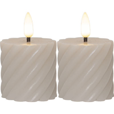 Blockljus LED Inne Flamme Swirl 2-pack 5x7,5cm