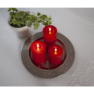 Blockljus LED Inne Flamme Röd 7,5x17,5cm