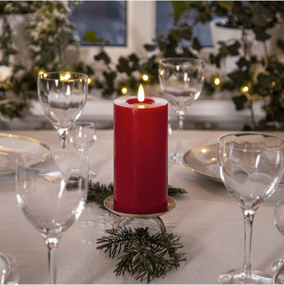Blockljus LED Inne Flamme Röd 7,5x17,5cm