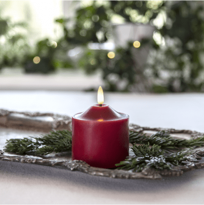 Blockljus LED Inne Flamme Röd 7,5x9,5cm
