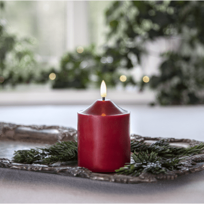 Blockljus LED Inne Flamme Röd 7,5x12cm