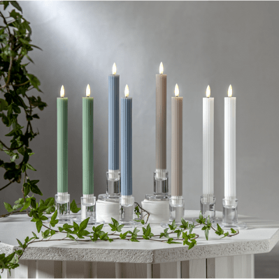 Antikljus Flamme Stripe Blå LED 25cm 2-pack