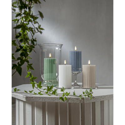 Blockljus LED Inne Flamme Stripe Vit 8x15cm