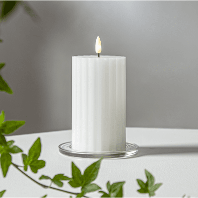 Blockljus LED Inne Flamme Stripe Vit 8x15cm