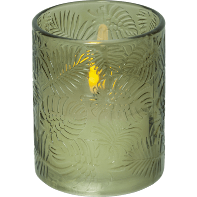 Blockljus LED Inne Blad Grön 12,5x10cm