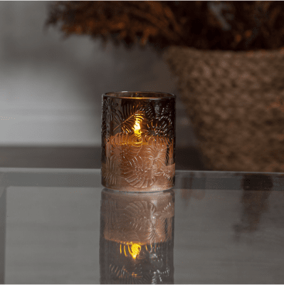 Blockljus LED Inne Blad Brun 12,5x10cm