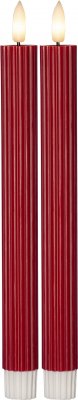 Antikljus Flamme Stripe Röd LED 25cm 2-pack
