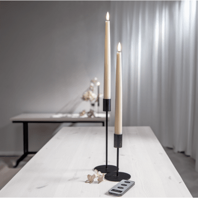 Antikljus Flamme Slim Beige 2-pack med fjärrkontroll