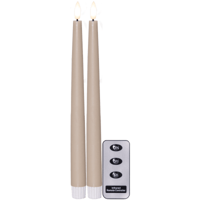 Antikljus Flamme Slim Beige 2-pack med fjärrkontroll