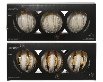 Julkula 3-pack 8cm Vit / Guld