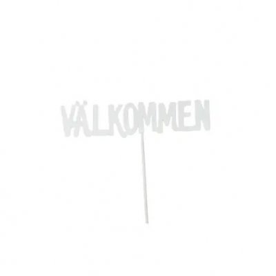 Välkommen på pinne Vit 12,5x10cm
