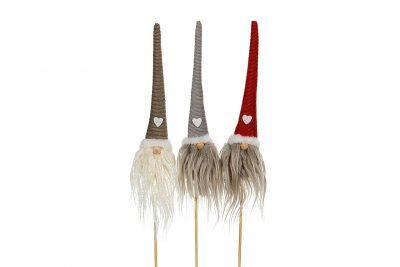 Tomte Stick Mix Brun/Grå/Röd 22cm