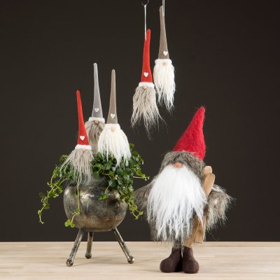Tomte Stick Mix Brun/Grå/Röd 22cm