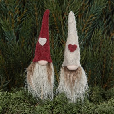 Tomte stick DuoHjärta Mix 12cm