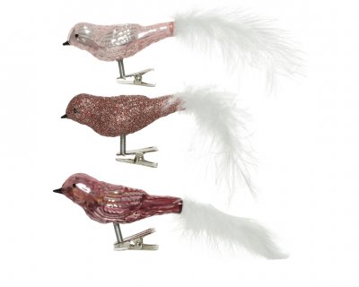 Fågel clip Rosa 3x8x3,5cm 3-pack
