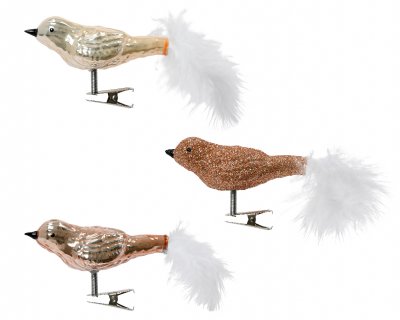 Fågel clip Pärlemor 3x8x3,5cm 3-pack