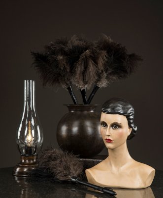 Dammvippa Lyx Strutsfjäder Svart 45cm