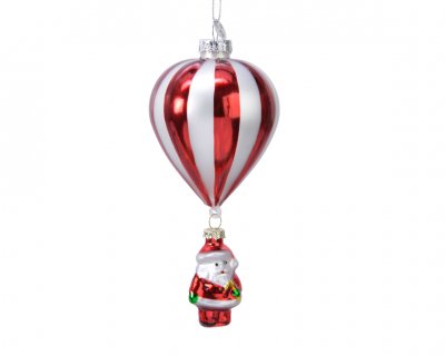 Luftballong med tomte 7x15cm Röd/vit