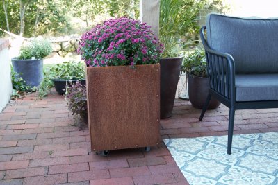 Kruka Corten med botten 45x45x55cm