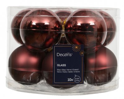 Julkula 6cm Vinrödbrun Mix 10-pack Maroon
