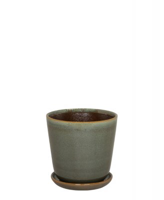 Kruka med fat Debbie Grönmelerad 12,7x12cm