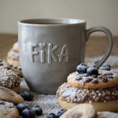 Mugg Fika Taupe 14x10cm