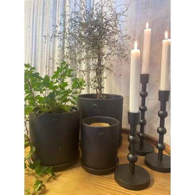 Kruka Matt Svart med Fat