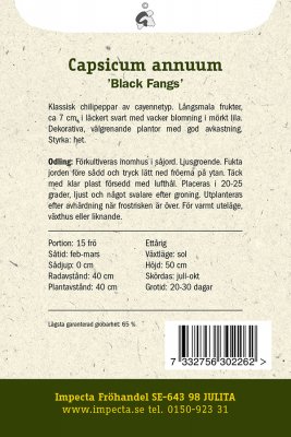 Chilipeppar 'Black Fangs'