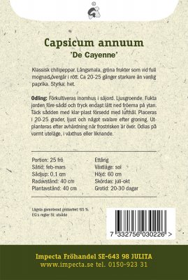 Chilipeppar, De Cayenne
