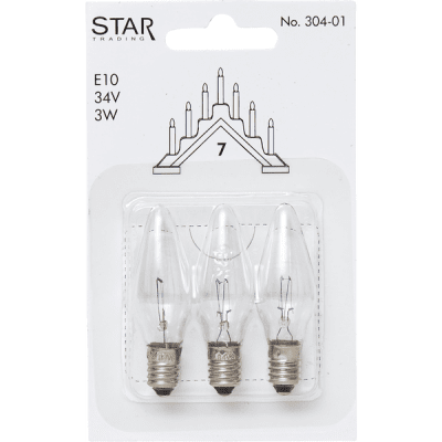 Glödlampa Adventsstake Klar E10 3-pack