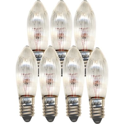 Glödlampa Adventsstake Klar E10 7-pack