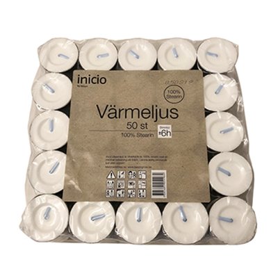Värmeljus 100% Stearin 6h 50-pack