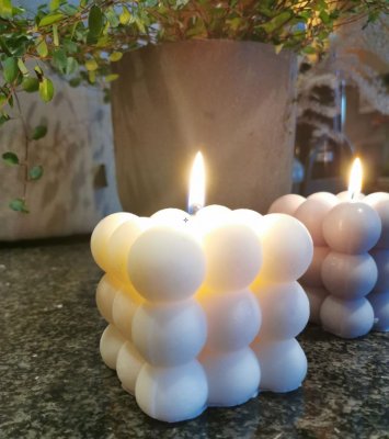 Ljus Bubblor Creme Sojavax 8x8x7,5cm