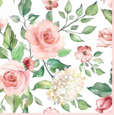 Servetter 3-lags 33x33cm 20-pack Watercolour Roses