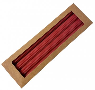 Kronljus Räfflade Röd 28cm 4-pack