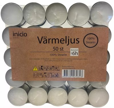 Värmeljus 100% Stearin 6h 50-pack