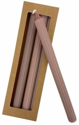 Kronljus Räfflade Taupe 28cm 4-pack