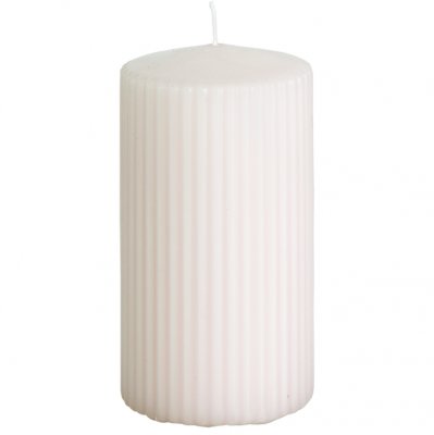 Blockljus Räfflade 67x120mm Vit