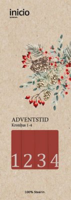 Kronljus Adventstid 1-4 Djupröd H28cm