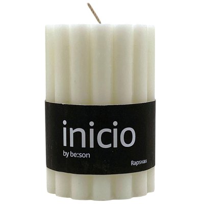 Blockljus Blomma Vit 70x100mm