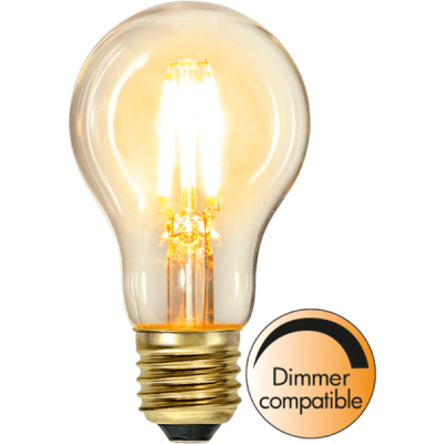Glödlampa LED Klar filament E27 A60 2100K 400lm Dimbar