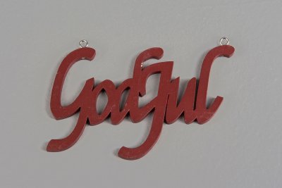 God Jul Hängande Röd 13x8cm