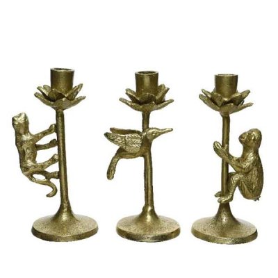 Ljusstake Djur Mix Guld 8,5x19cm