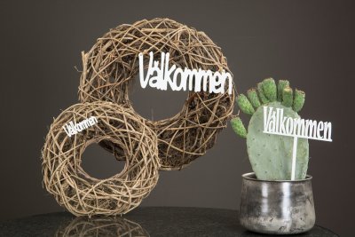 Välkommen på pinne Vit 19x7cm